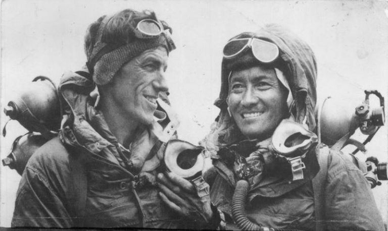 Nepalese Sherpas Sir Edmund Hillary and Tenzing Norgay Wikimedia Creative Commons image