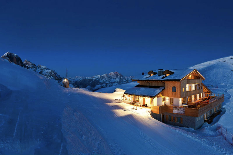 planning solo ski holidays mountain refuge in the dolomites courtesy of The Ski Safari