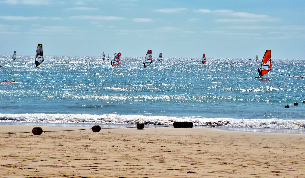 Lanzarote Costa Teguise one of the top 5 freeride windsurf spots Best windsurfing holidays for all image by Tez Plavenieks