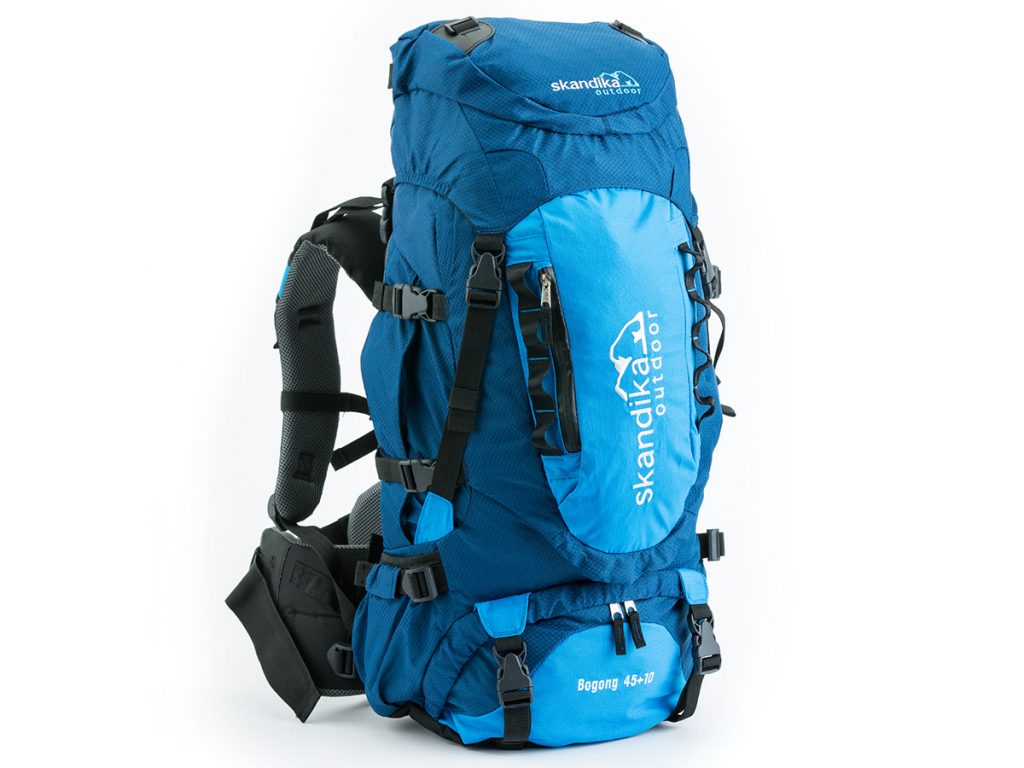 Blue version of the Skandika Bogong medium backpack a 45 + 10 rucksack