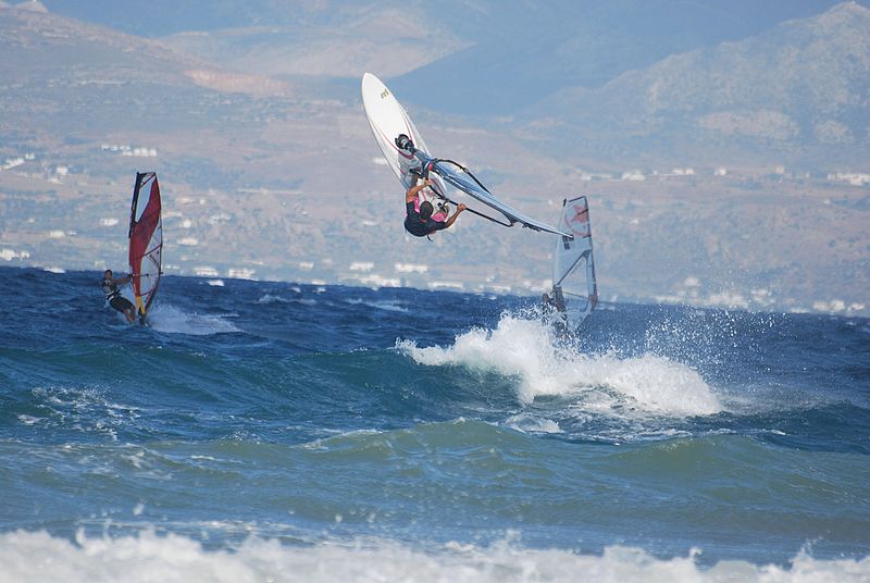 Paros windsurfing wikimedia creative commons image by gioroskontaxis