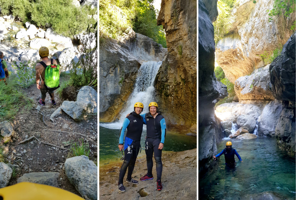 Canyoning in Spain during Multi activity summer mountain trip in the Pyrenees