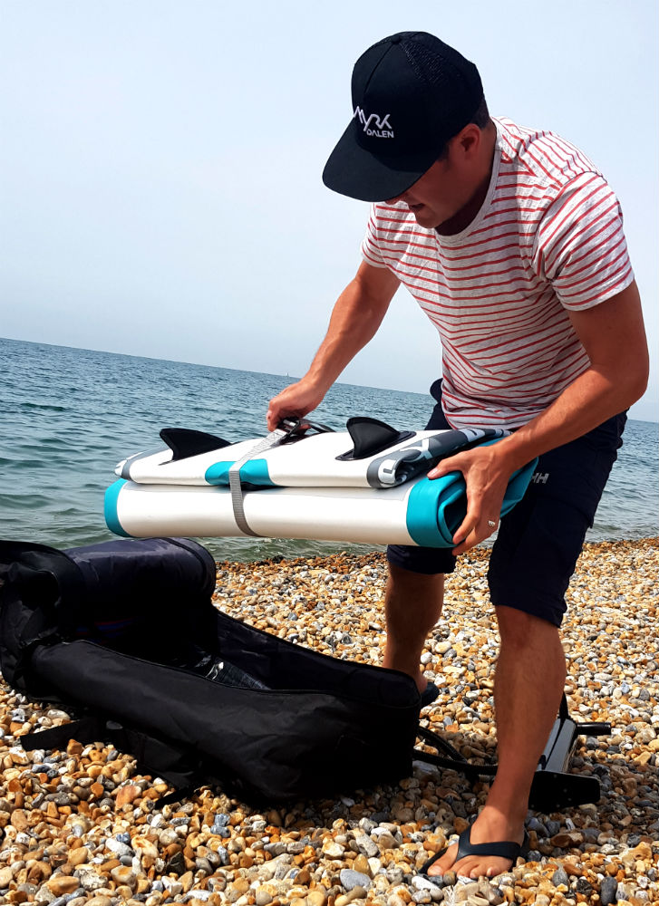 Durable and light inflatable paddle board - the goosehill packs up small