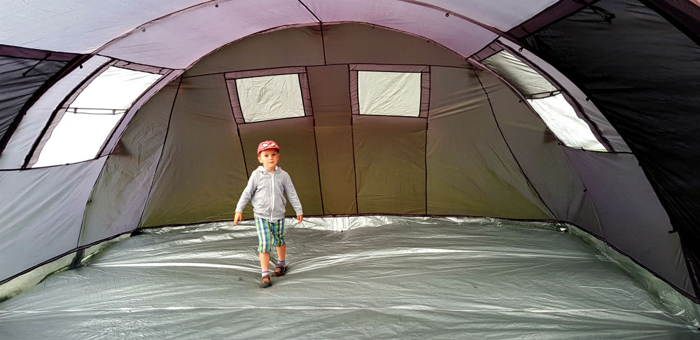 Inside of Skandika Gotland 6 an easy to pitch large family tent