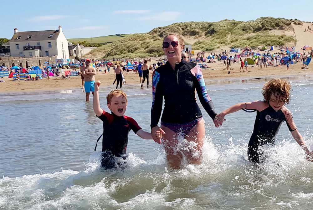 Fun in the sea in Croyde Devon