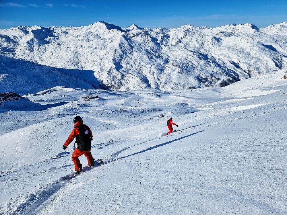 Off-piste during December review of Les Menuires snowboard holiday in the French Alps