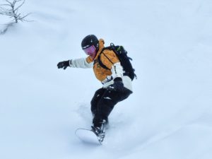 Matt Ray freeriding during review of Flachau snowboarding holiday in Ski Amade, Austria