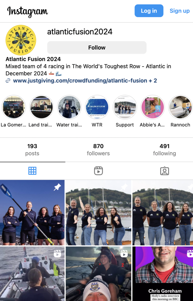 Instagram homepage of Atlantic Fusion 2024